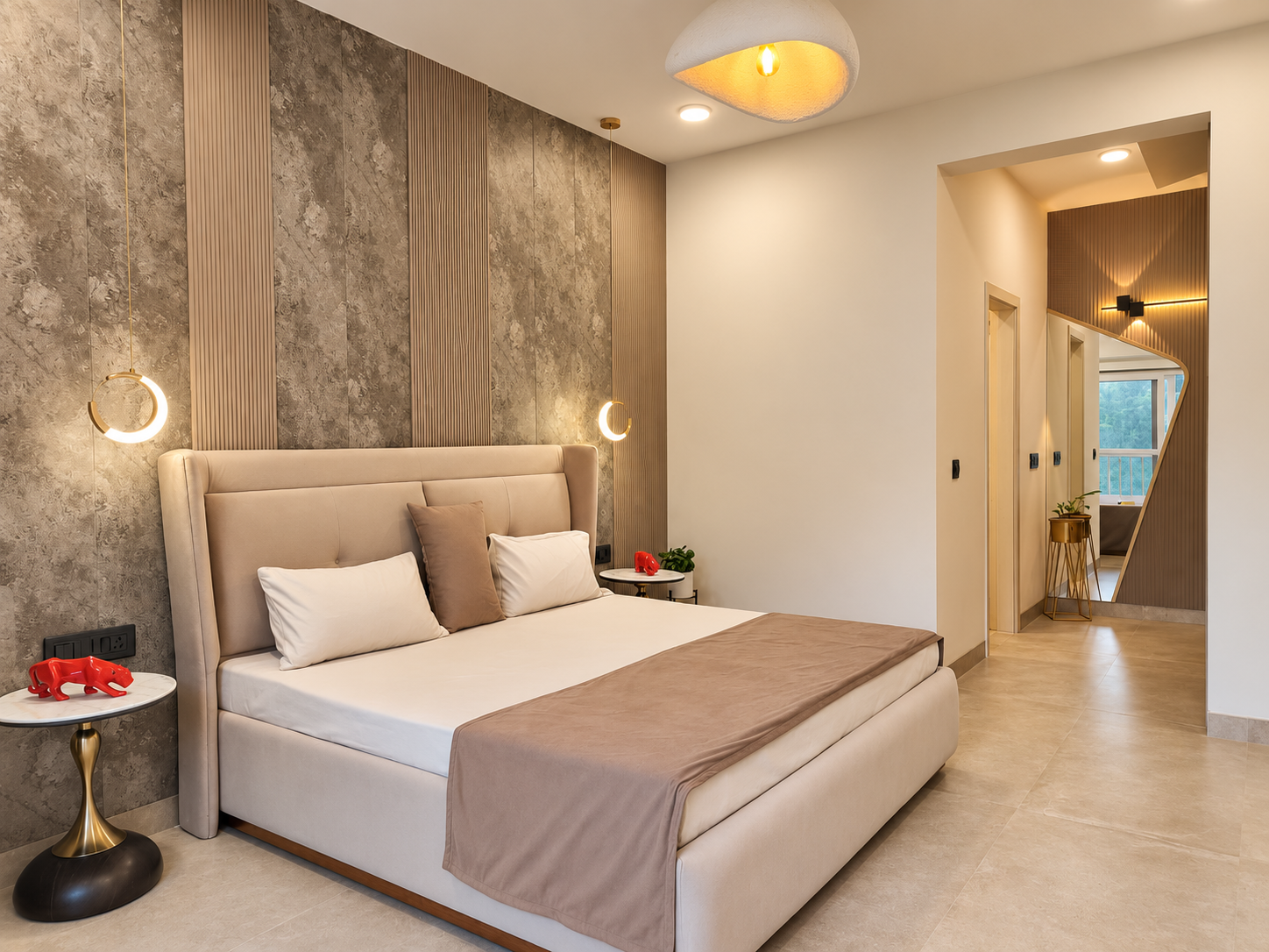 Designer bedroom interior in a Tara Devis Enclave residence
