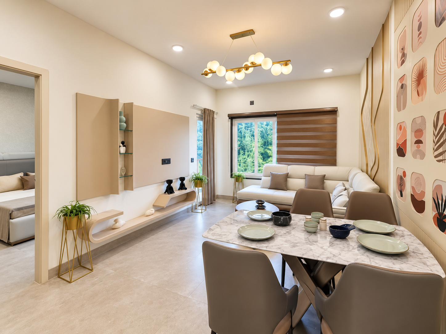 Contemporary living room interior at Tara Devis Enclave Shimla